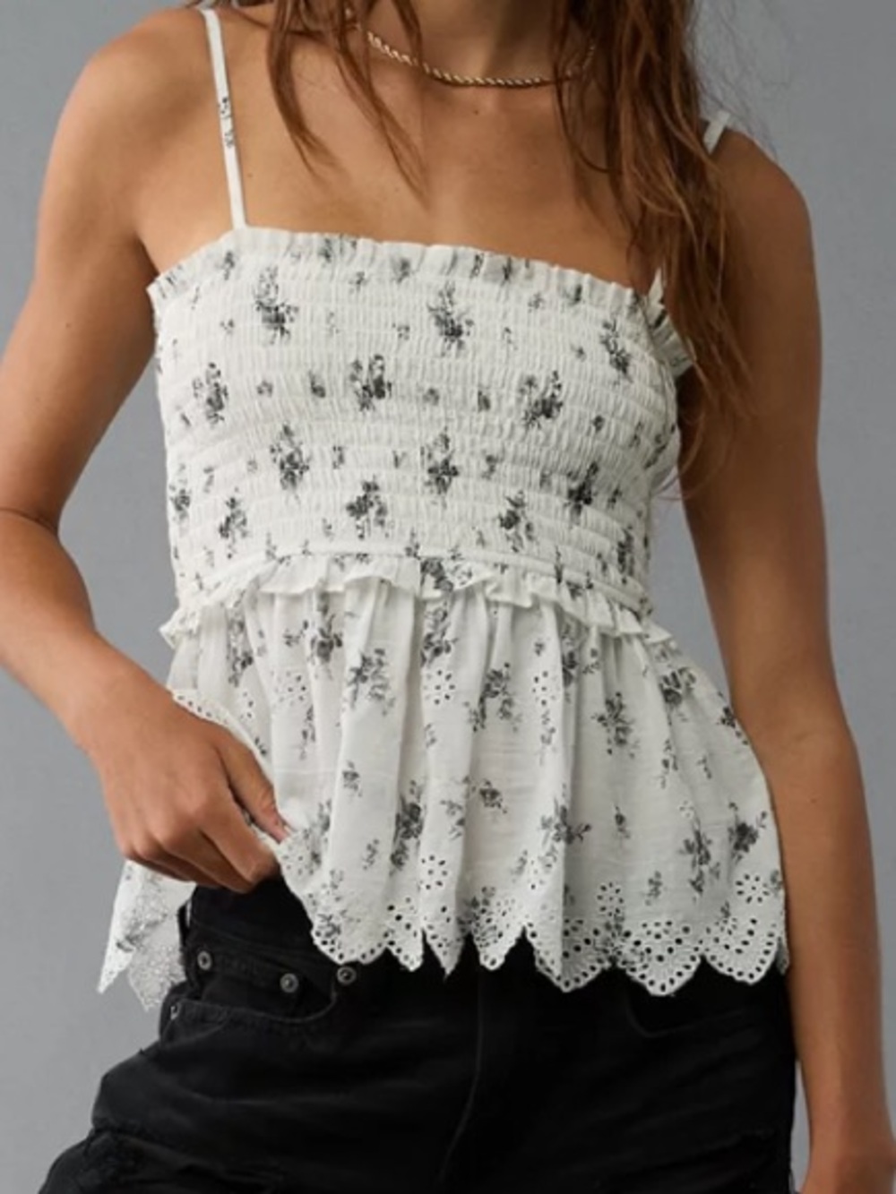 American Eagle Floral Tiered Tube Top